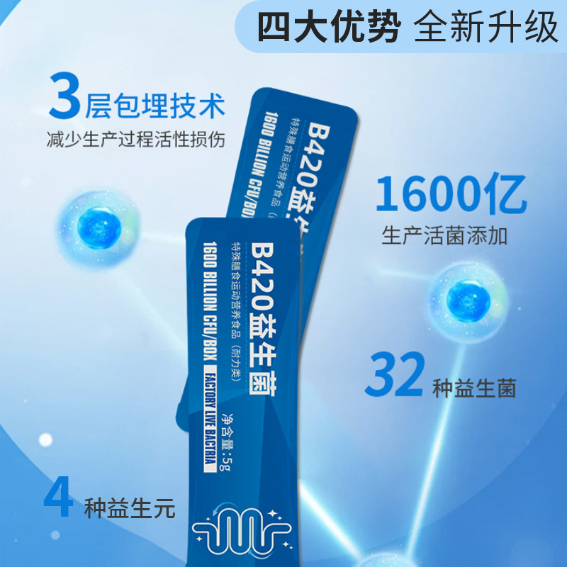 B420 Probiotic Powder 160 Billion Active Conditioning Probiotics Kidsren and Adults Prebiotics Intestinal Gastrointestinal Probiotics