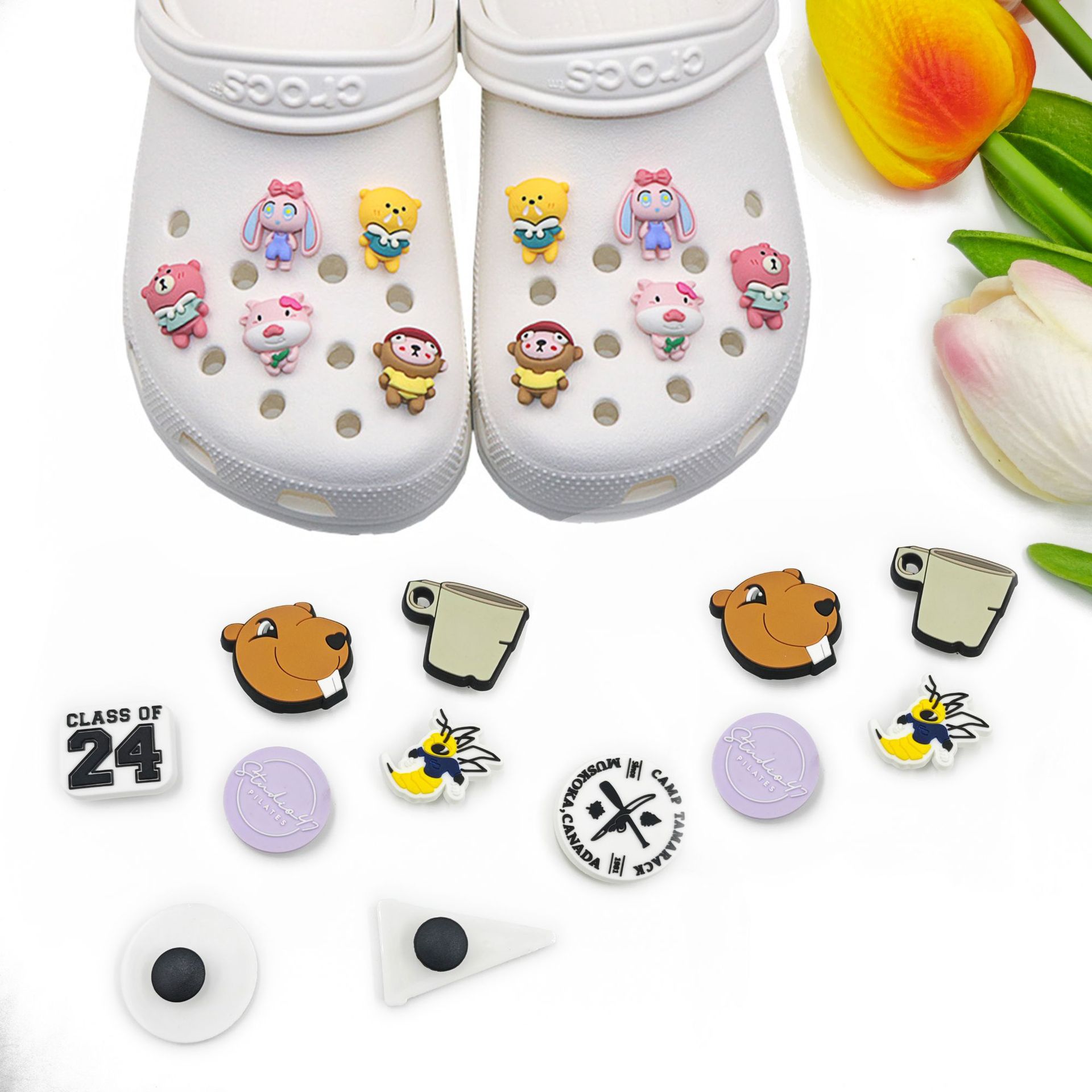 Amazon Cross-Border Clogs Accessories Pvc Soft Rubber Shoe Flower Shoe Buckle Cute Cartoon Cute Garden Shoe Decoration Available