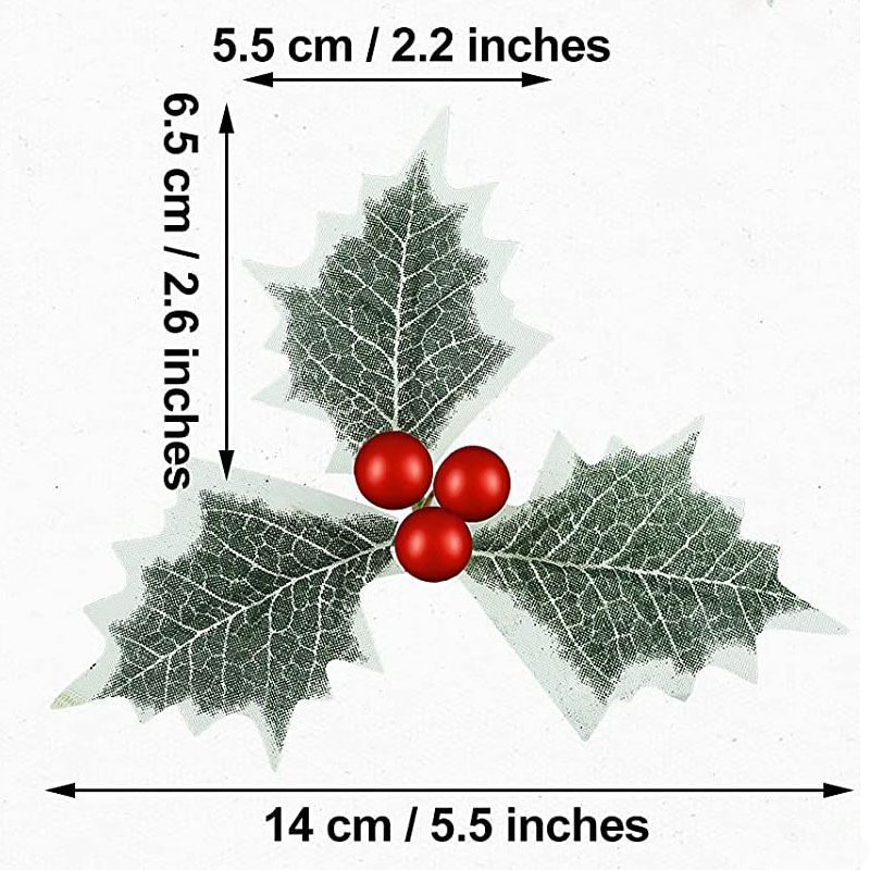 Simulated Christmas Leaves with White Edges Harry Leaves Christmas Decoration Green Leaves Factory Supply Available in Stock