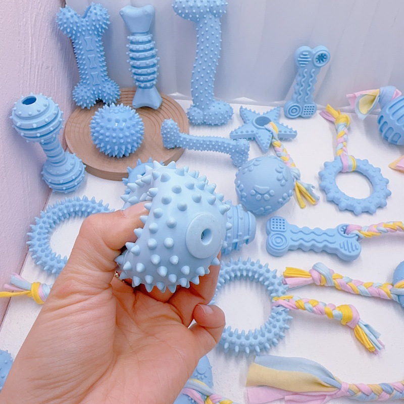 Dog Toy Boredom-Relief Gadget, Durable Chewable Squeaky Teething Stick for Puppies, Teddy Bichon Toy Ball Pet Supplies