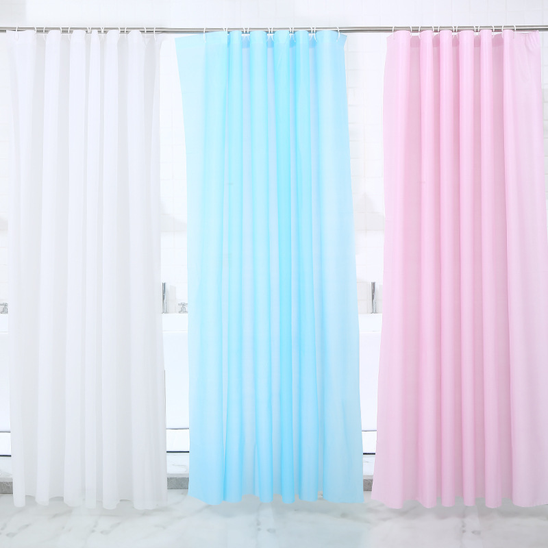 Cross-Border New Pure Color Shower Curtain Peva Thickeneded Waterproof Bathroom Punch-Free Partition Curtain Bathroom Privacy Shower Curtain