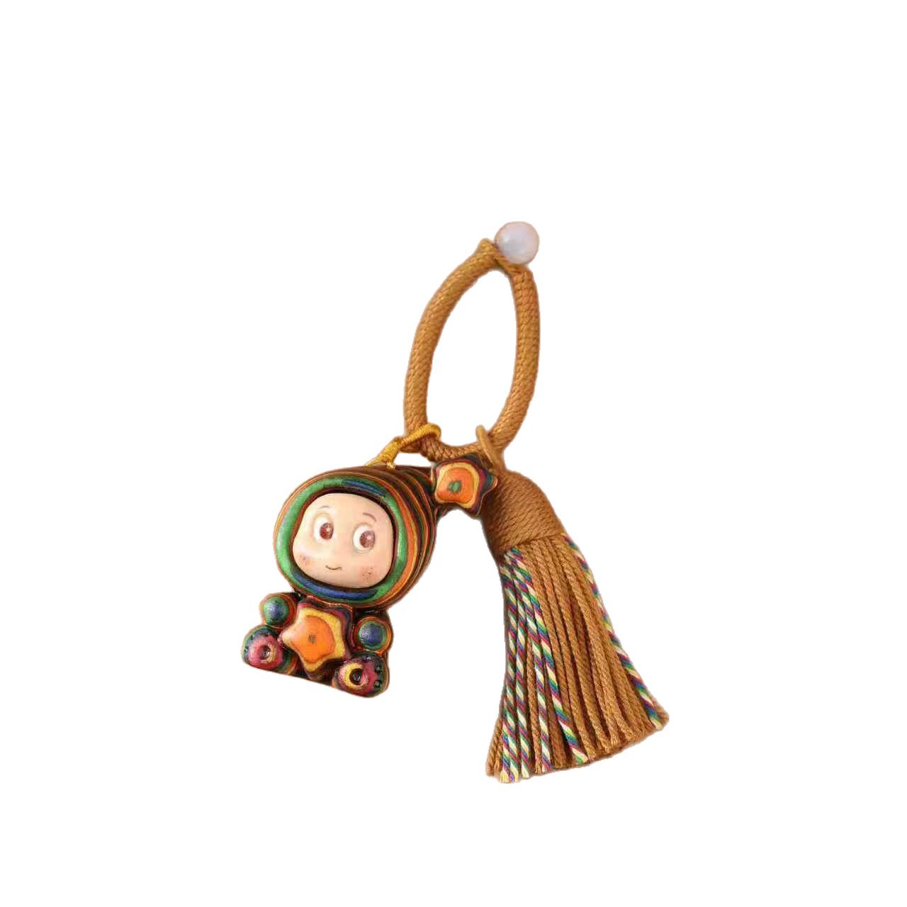 Gold Sandalwood Bear Smiling Face Star DIY Bracelet Fashion Accessories Solid Wood Carving Christmas Gift Pendant