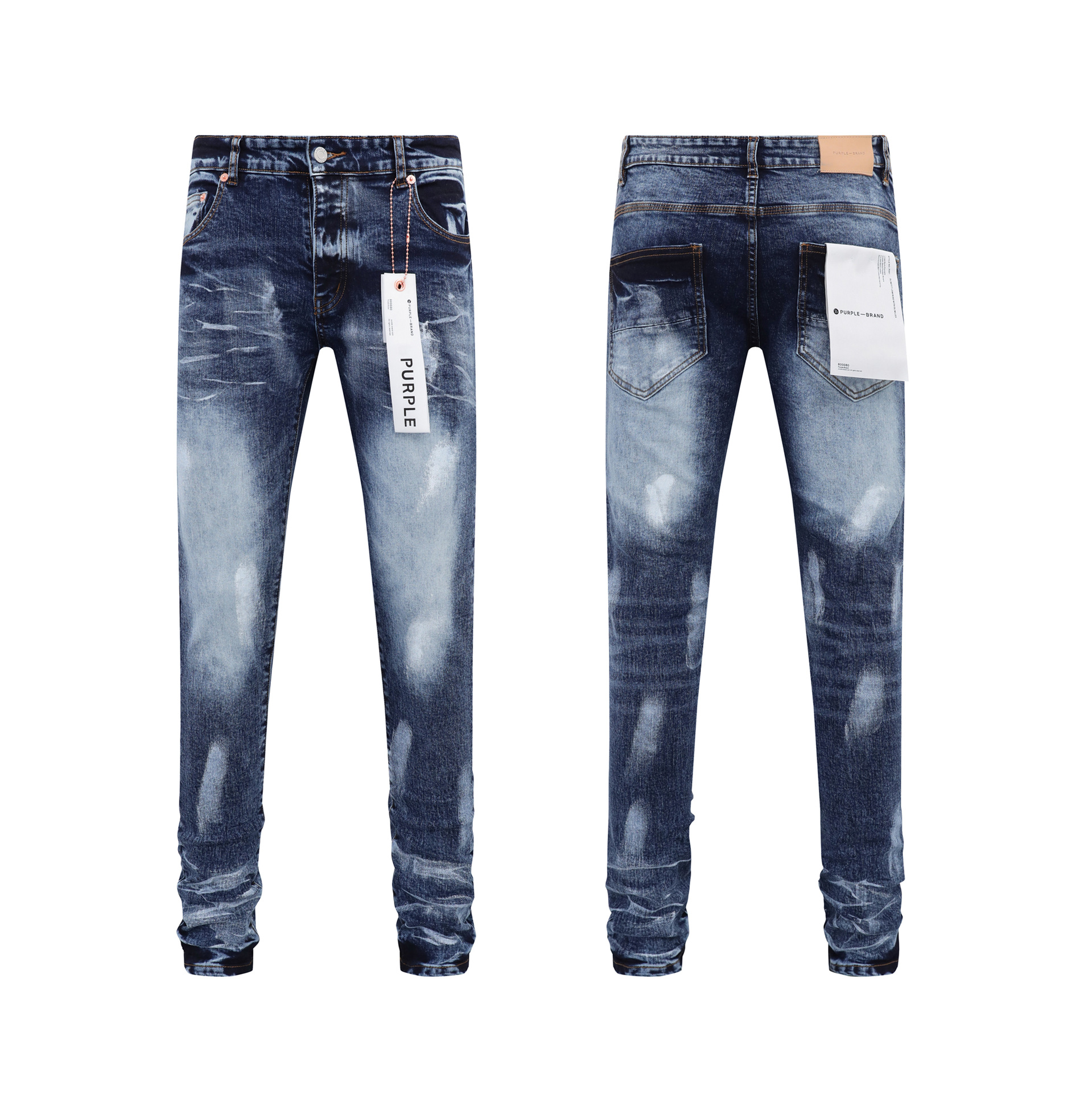 PURPLE BRAND JEANS MEI Chao High Street Men's Casual Hole Design Slim Fit Slim Denim Trousers