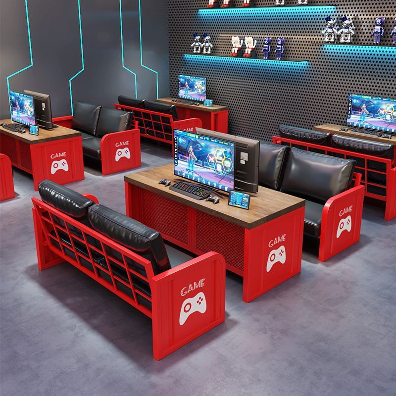E-Sports Room Host Sofa Computer Game Hall Internet Cafe Double Sofa Chair Shopping Mall Shop Commercial Table and Chair Nailed
