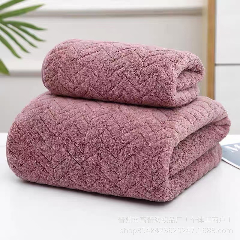 Cross-Border E-Commerce Towel Bath Towel Set Warp Knitted Coral Velvet Household Towel Coral Velvet Towel Bath Towel Wholesale