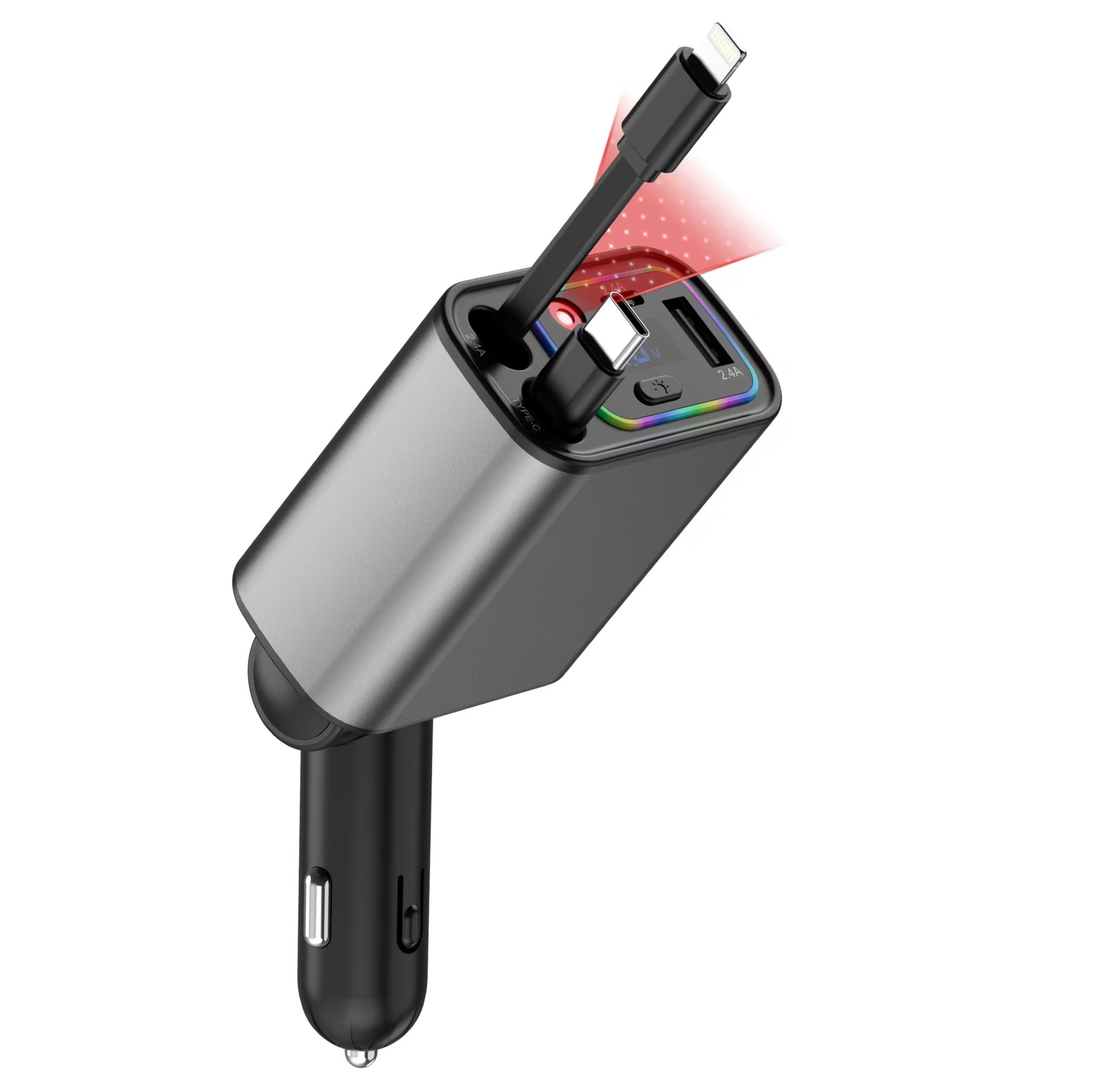 D3 Cross-Border Car Charger Super Fast Charging Multi-Function Cigarette Lighter Telescopic Cable Pd Fast Charging Mobile Phone Conversion Plug