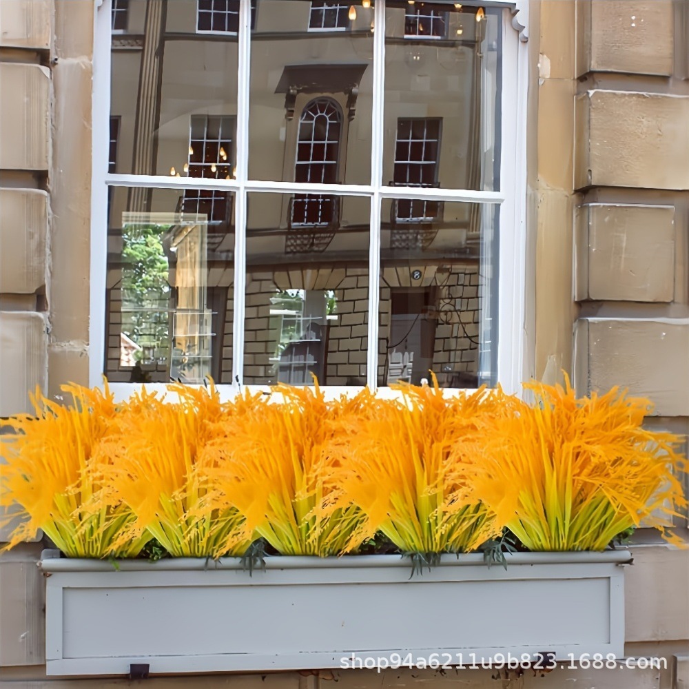 Cross-Border Artificial 7-Branch Wheat Ear Rice Artificial Bouquet Rice Field Engineering Landscaping Rice Ear Plant Ornaments