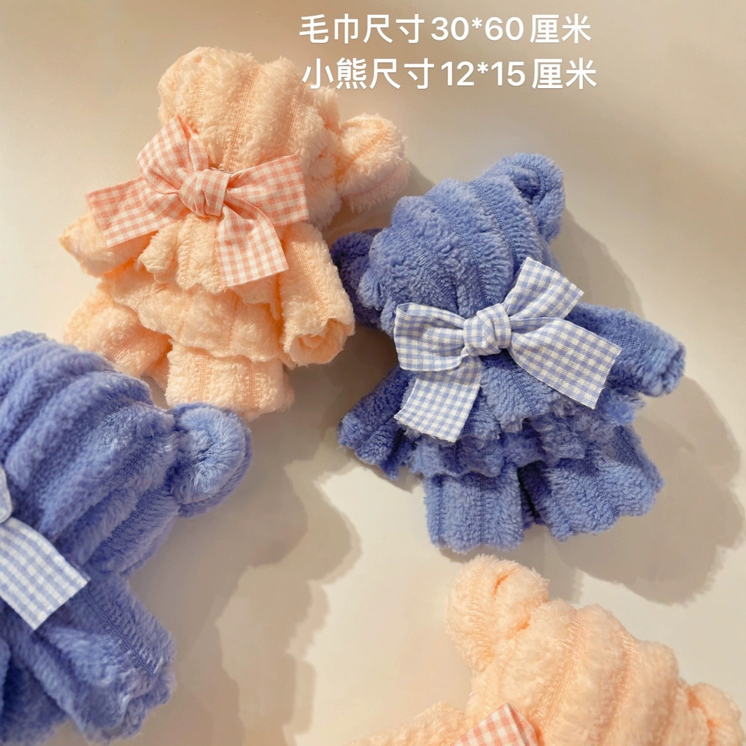 Полотенце из кораллового велюра в виде медведя, сувенир на свадьбу, открытие магазина, маленький подарок, оптовая продажа для детского сада