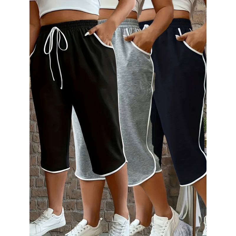 2026 Новый кросс-граничный дропшиппинг Женские эластичные укороченные брюки