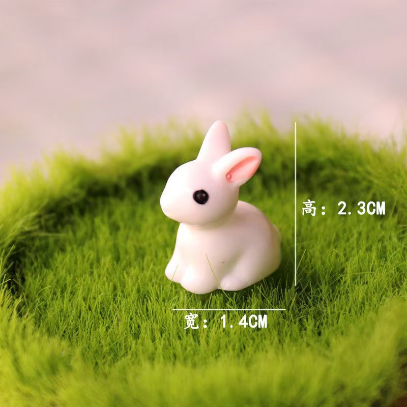 Micro Landscape Miniature Ornaments Small Ears White Rabbit Bag Ornaments Resin Crafts Mini DIY Accessories