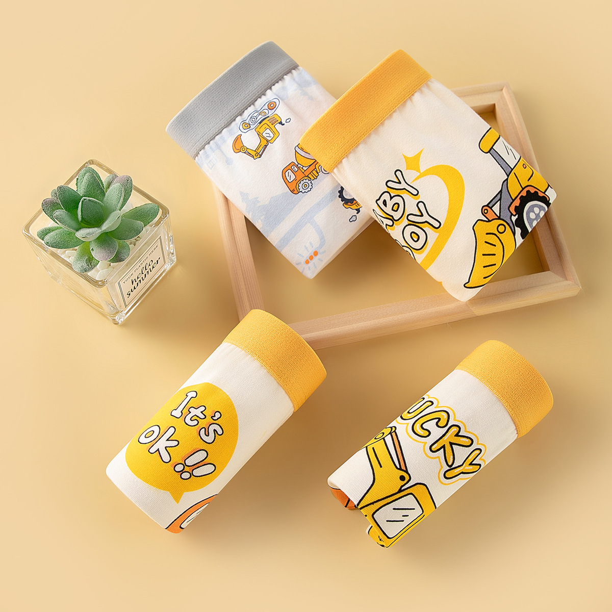 Non-Binding Pp Boys' Comfortable Boxer Briefs, Class a Pure Cotton Wholesale Children's Elementary School Shorts Boxer Briefs