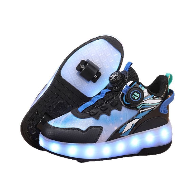 Children's heloo shoes summer two-wheel pulley shoes rechargeable invisible wheels adult skates source factory direct sales