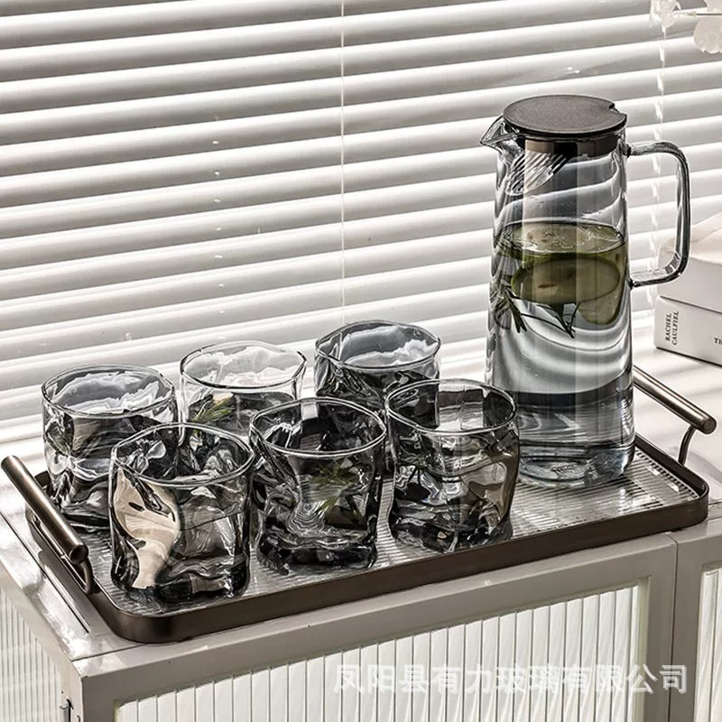 Оптовая продажа термостойкой стеклянной бутылки для холодной воды, высокоборасиликатный стакан для питья, набор для дома, бутылка большого объема для холодной воды