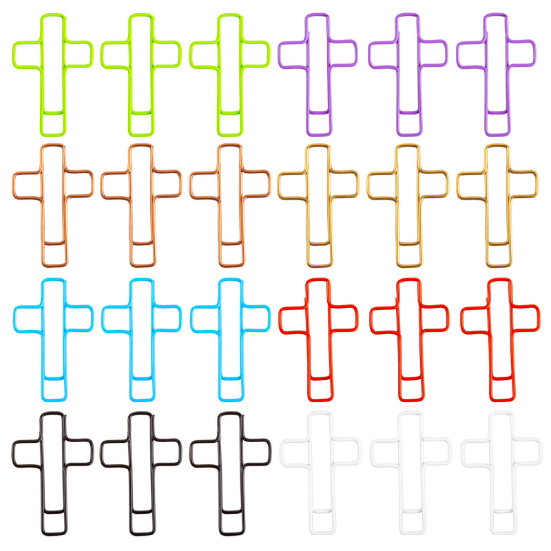 Eight-color cross shape paper clip metal color paper clip creative office document classification paper clip