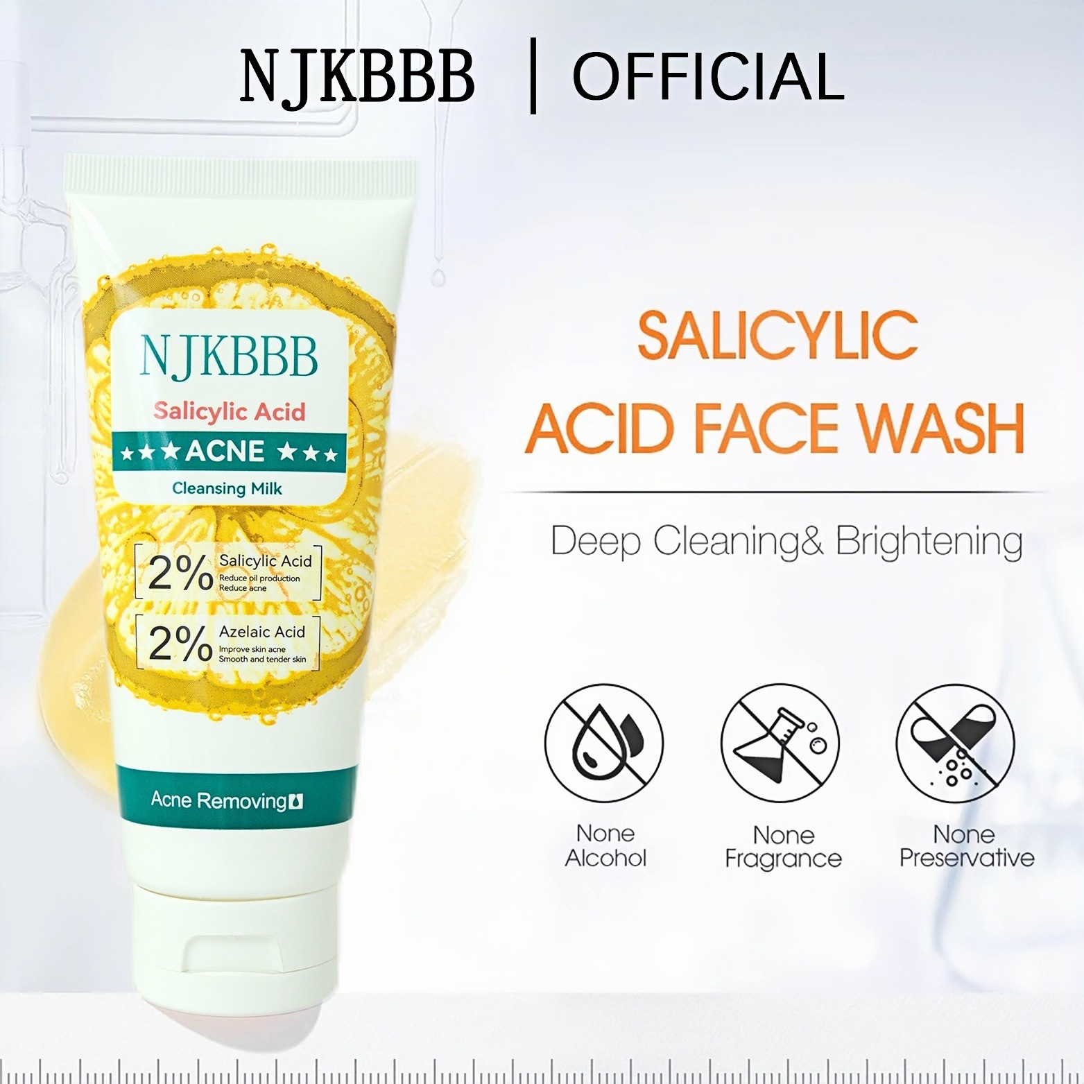 Salicylic Acid Anti-Acne Facial Cleanser, Hydrating, Gentle Cleansing, Moisturizing and Oil-Control Facial Cleanser, Full English Cross-Border Manufacturer Wholesale