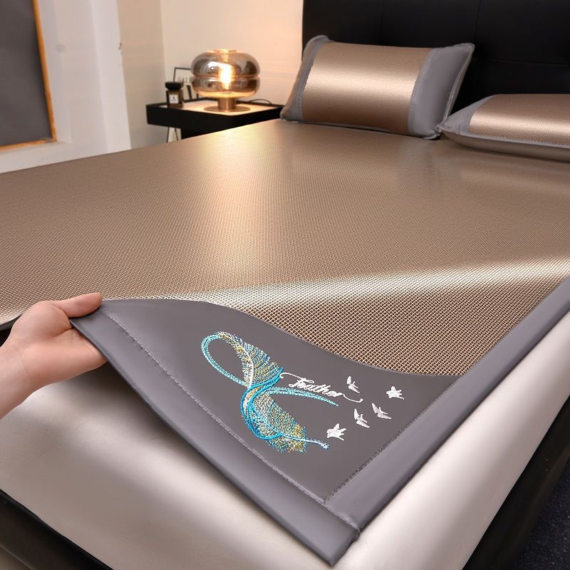 Cooling Mat 1.5m Household Three-Piece Set Ice Silk Cooling Mat Thickened Rattan Mat 1.8m Student Dormitory 0.6m Cross-Border E-Commerce