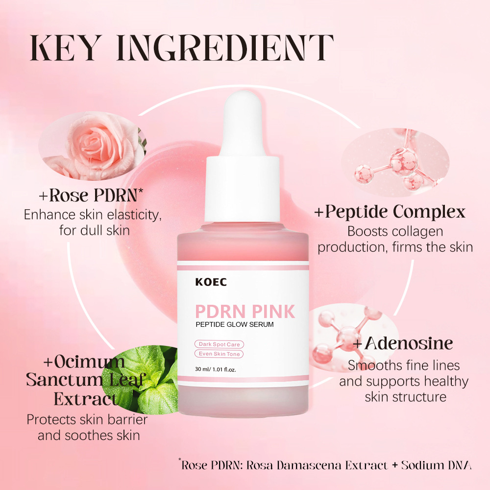 KOEC Rose Polypeptide Niacinamide Facial Serum Hydrating and Moisturizing Cross-border Rose PDRN Pink Serum
