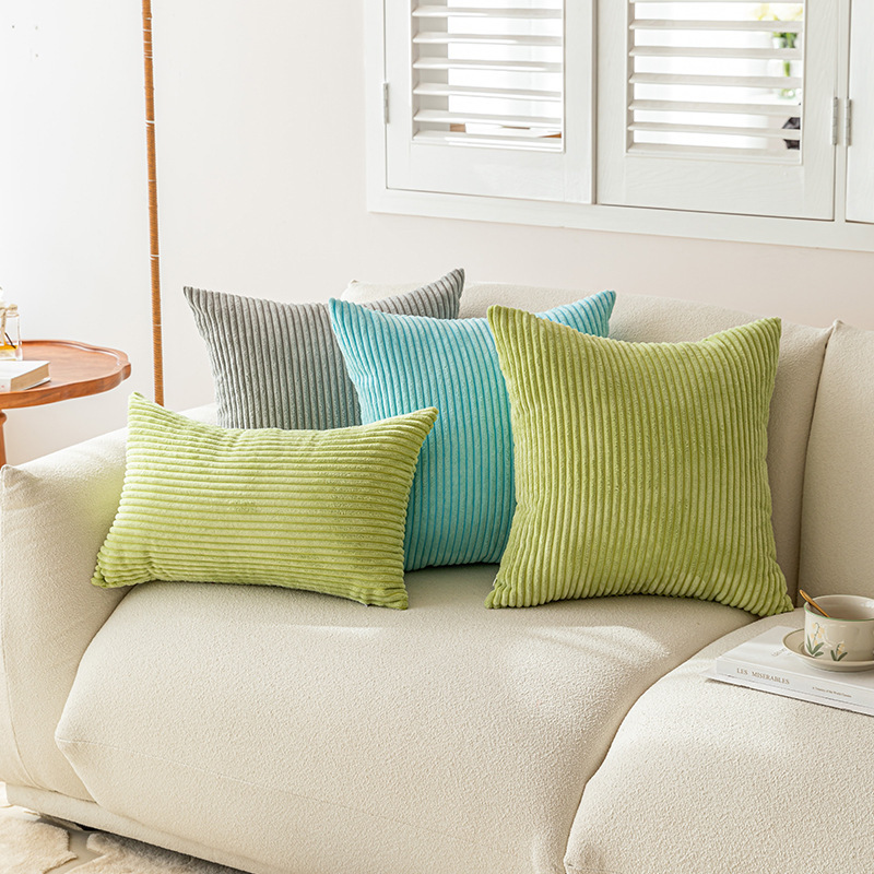 Nordic Light luxury style home hotel solid color straight striped pillow cushion cover classic all-match pillow case without core