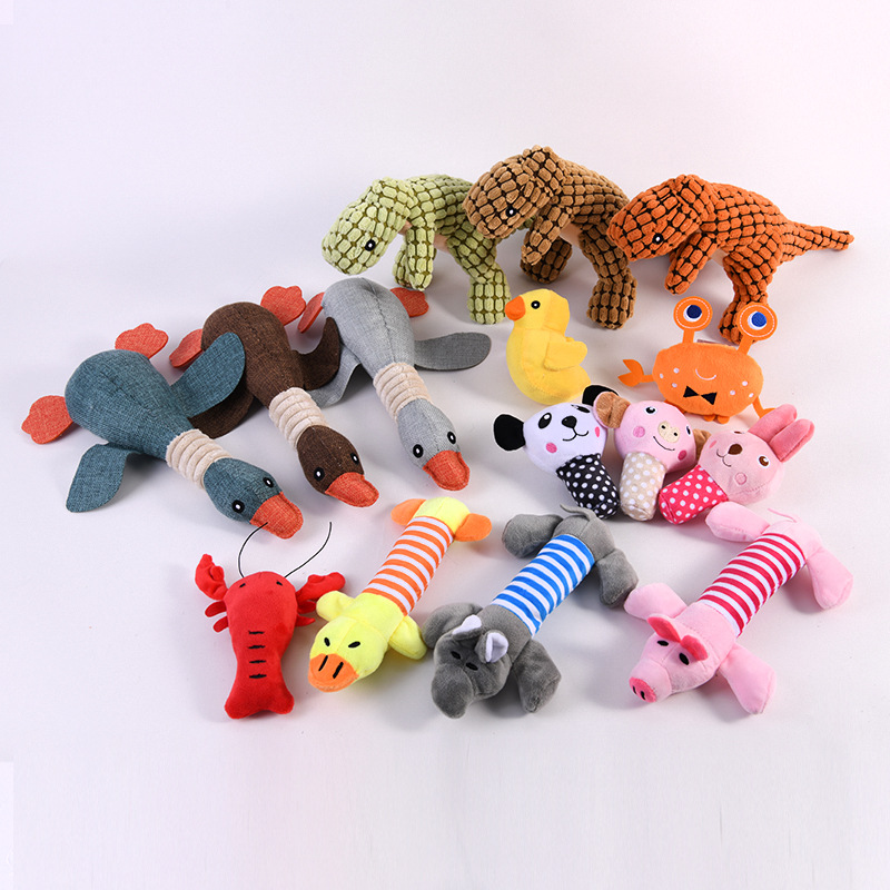 New pet dog plush voice vegetable fruit animal cartoon bite resistant pet cat dog toy supplies wholesale