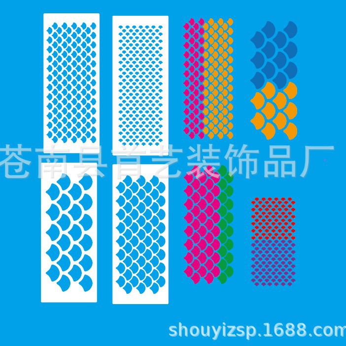 4 штуки шаблонов чешуи русалки, макияж лица, маскировочный спрей с рыбьей чешуей, шаблон для рисования DIY