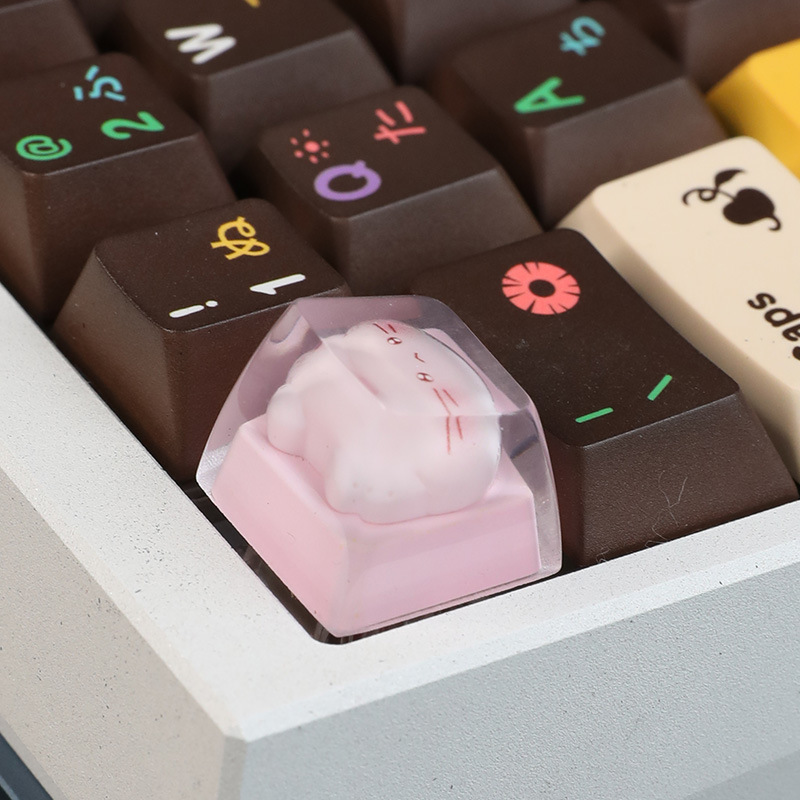 Personalized resin drop glue transparent cute cat keycap cross shaft mechanical keyboard keycap single height