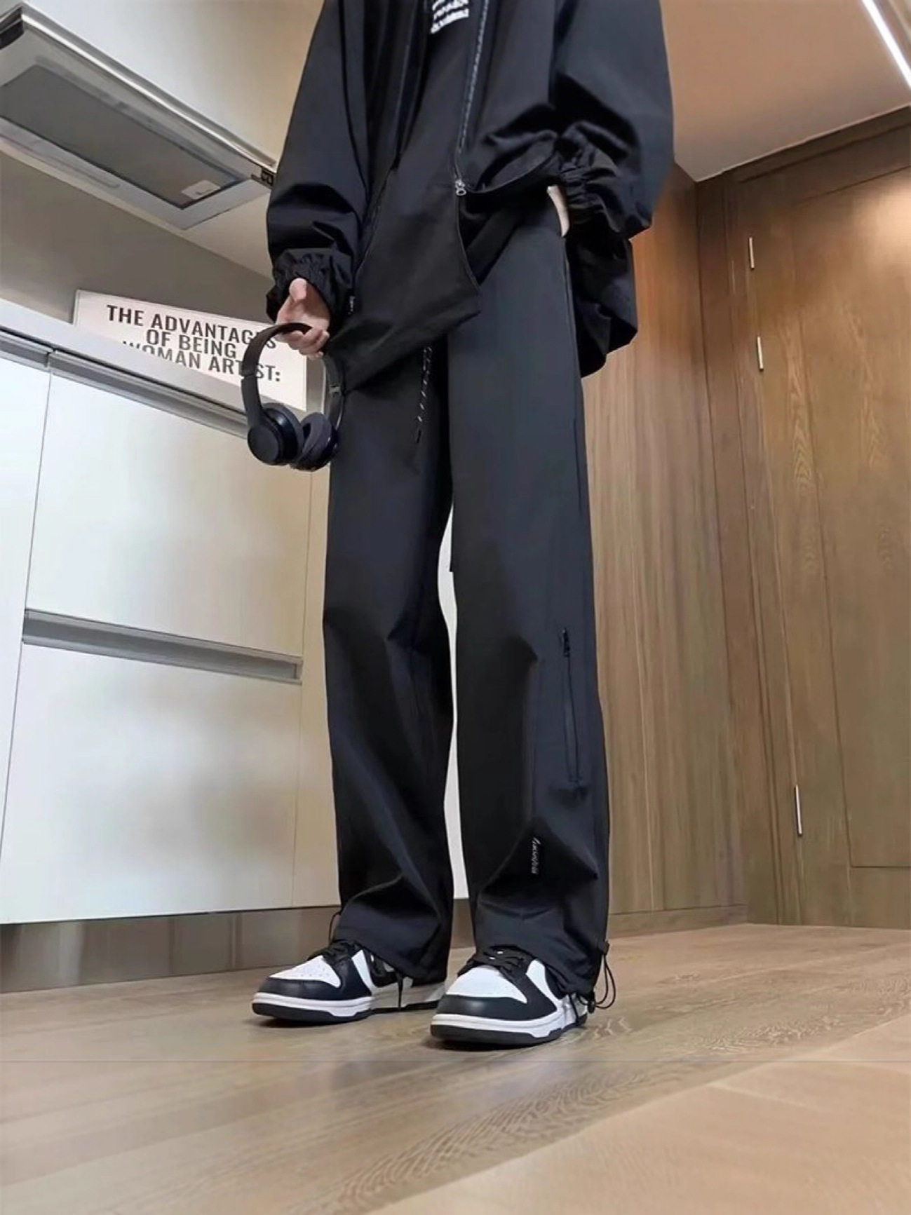 Men's Fleece-Lined Softshell Pants Trendy Brand Winter Thick Waterproof Cold-Proof Straight Casual Long Pants American Style Functional Cargo Pants