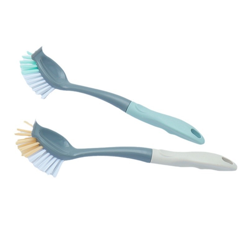 Plastic pot brush with spatula dish brush hanging non-stick oil long handle pot brush stove brush cleaning brush recommend