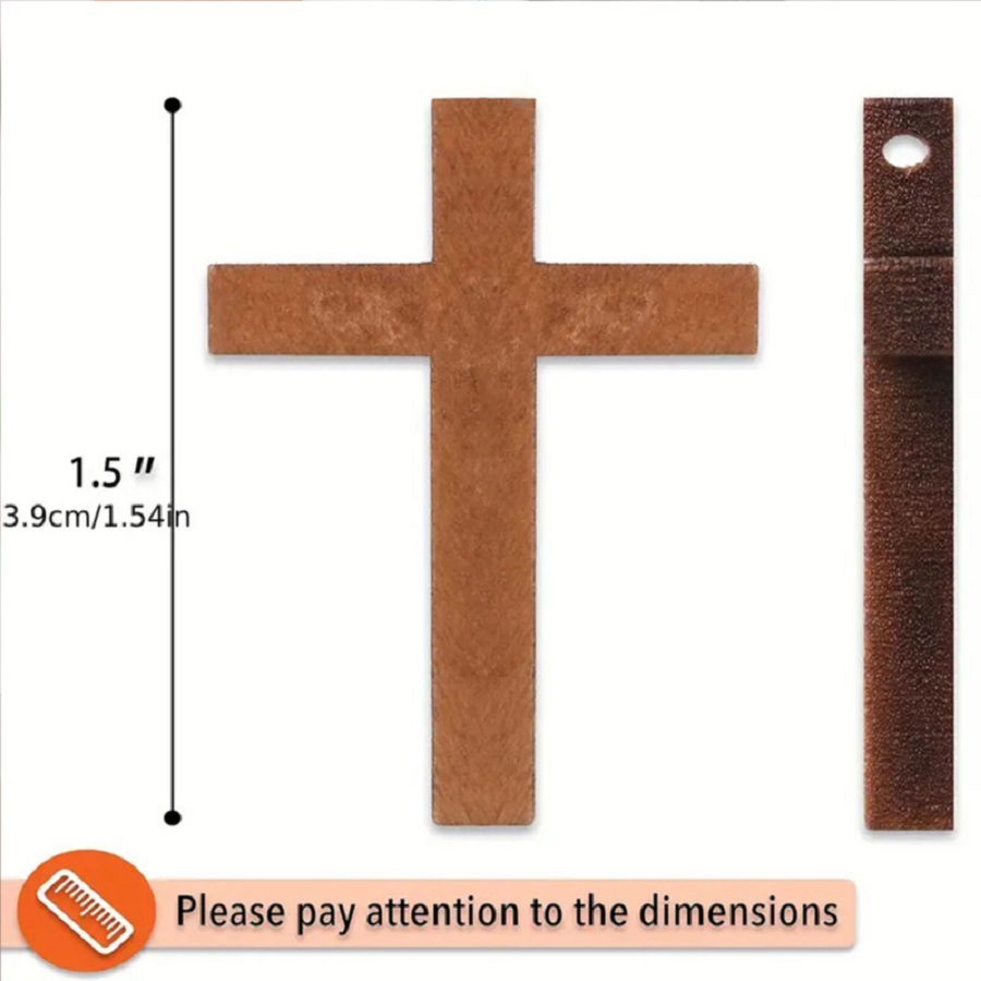 Wood cross pendant necklace solid wood with holes 4*3Cm brown wooden crafts cross-border factory direct sales