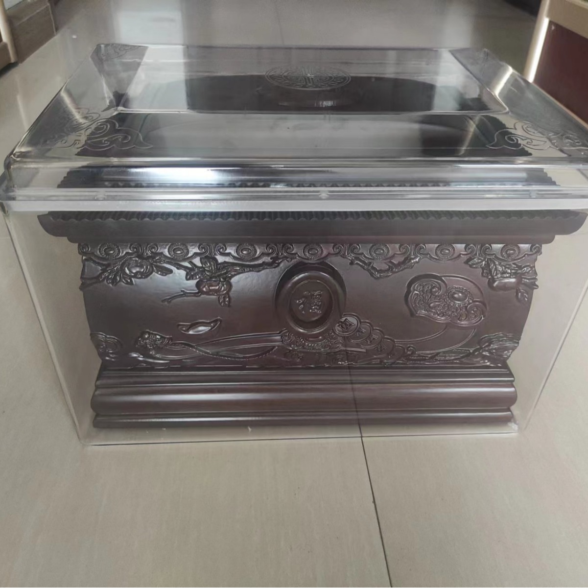 Funeral supplies urn plastic protective box moisture-proof box transparent protective cover moisture-proof anti-corrosion resin coffin manufacturers