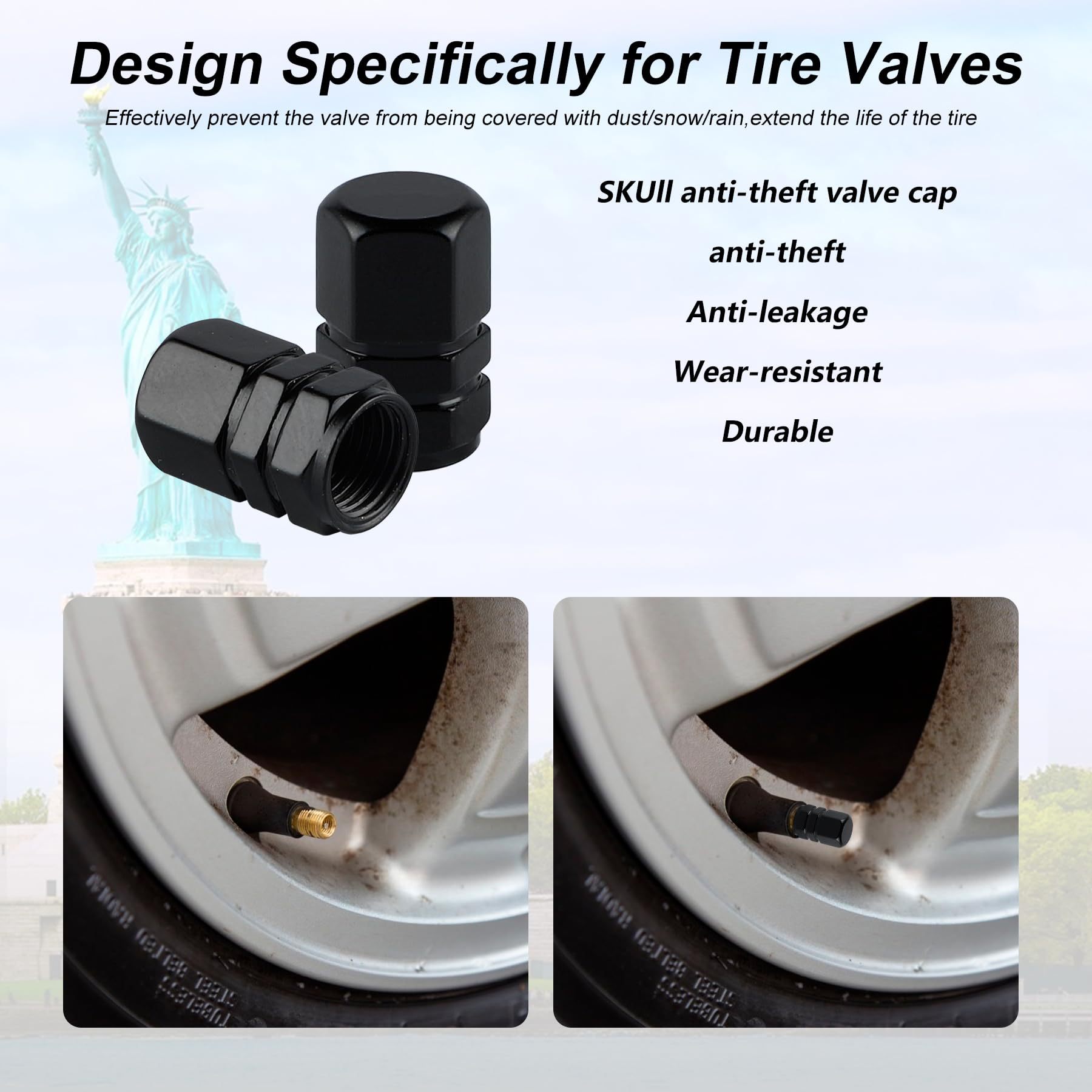 Color aluminum alloy valve cap anti-leakage hexagonal cap car personality decorative air nozzle cover ten color spot