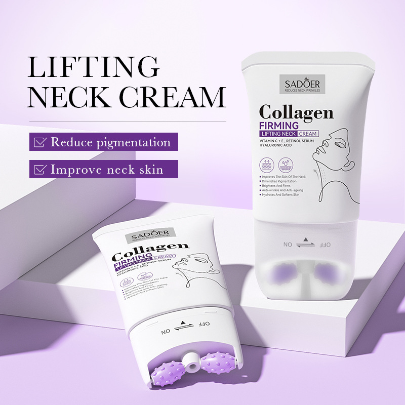 Full English Collagen Neck Beauty Cream 110ml Sadoer Firming Roller Neck Cream Cross-Border Foreign Trade Wholesale