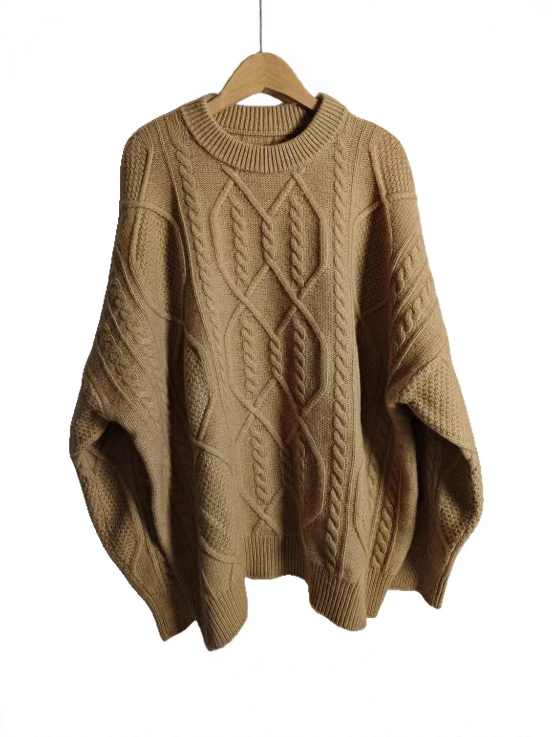 Retro Nostalgic Style Loose and Lazy Classic Cable Pullover Women's Sweater