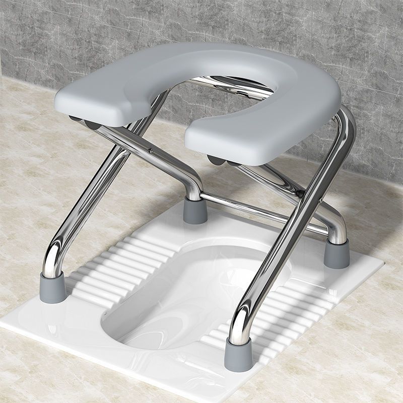 Extra Thick Stainless Steel Bathroom Squat Toilet Artifact Stool Foldableable Toilet Chair for the Elderly and Pregnant Women