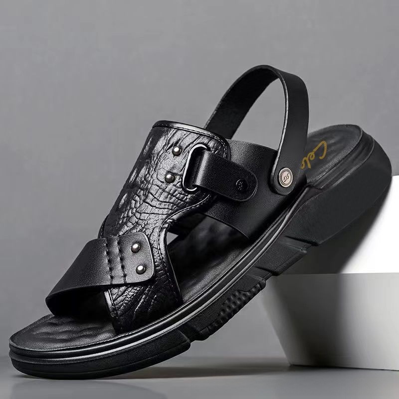 Men's Sandals, Men's Beach Shoes, Non-Slip, Waterproof, Wear-Resistant Outer Slippers, Men's Dual-Use Simulated Leather, Men's Comfortable