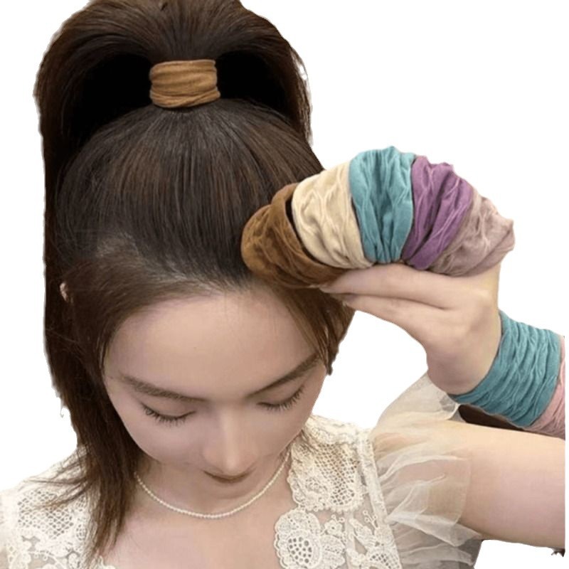 Super Soft, High-Elasticity, Skin-Like Texture Hair Tie 2024 Ultra-Wide Rubber Band, High-End Feel, Multi-Color Hair Rope with Plaid Pattern