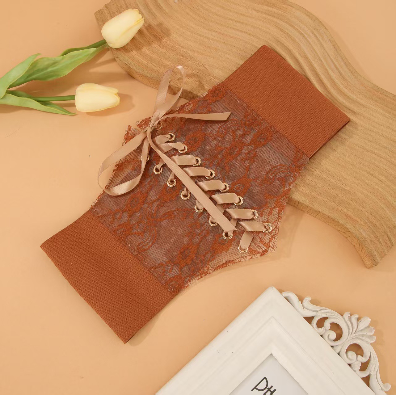 Fashion Wide Lace Waist Cover Women's All-match dress Top Decorative Belt Silk Elastic Waist Cover