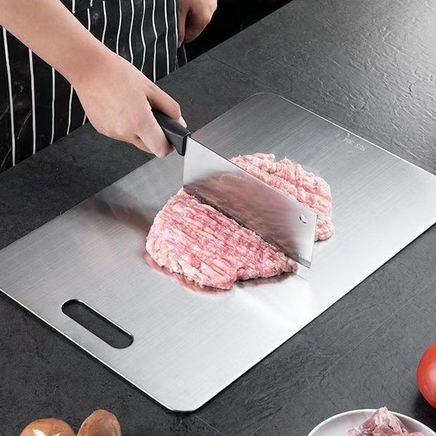 Cross-Border Antibacterial 304 Stainless Steel Cutting Board, Household Non-Slip Double-Sided Chopping Board for Cutting Vegetables and Meat, Thickened Food-Grade Home Use