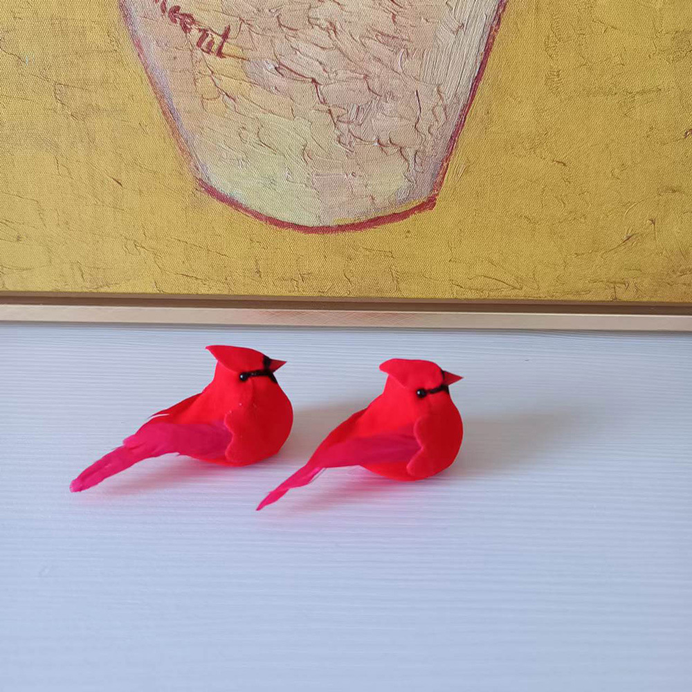 Feather Bird Christmas Red Bird Foam Bird Artificial Bird Christmas Decoration 5Cm-6Cm with Clip