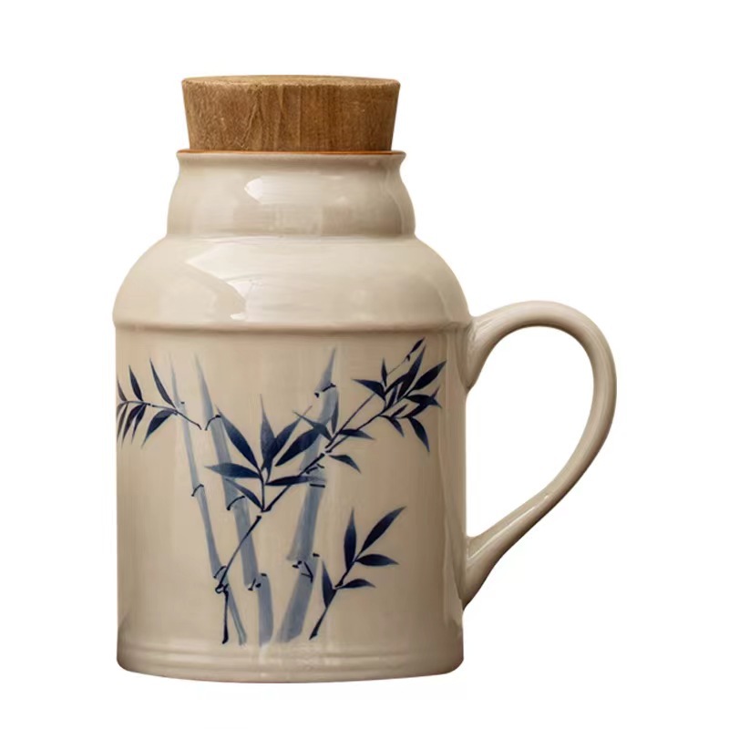 Ceramic braised teapot with teacup Ru kiln small thermos large capacity mug office cup gift ceramic thermos pot