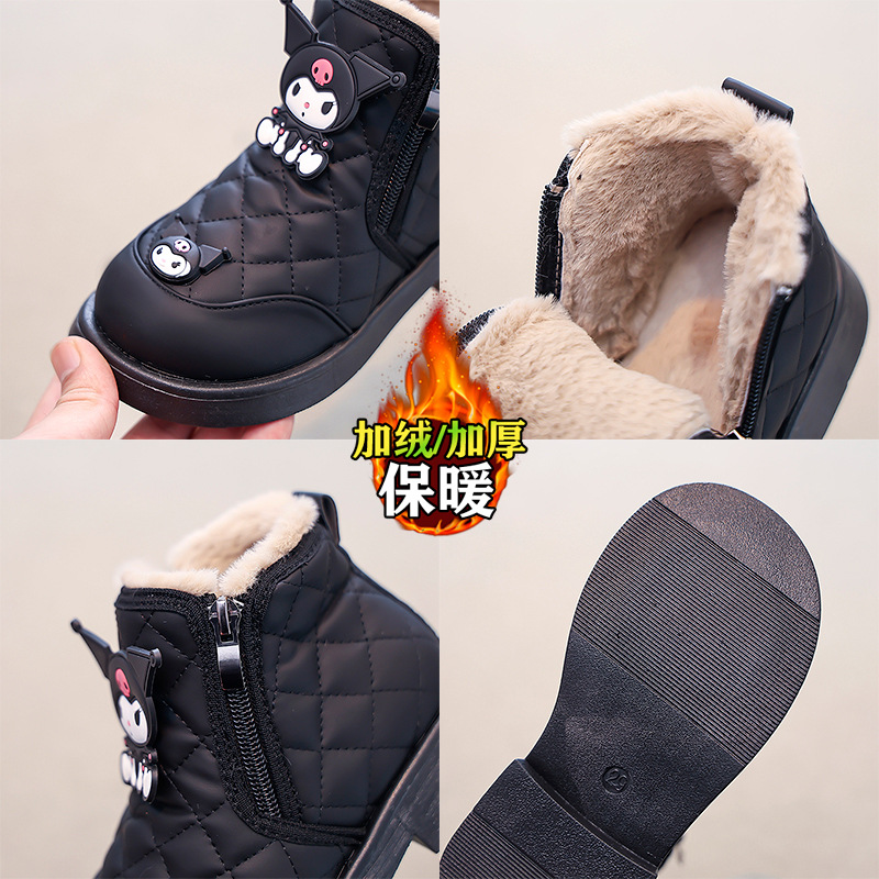 Kuromi Girls Snow Boots 2025 Winter New Children's Shoes Cotton Shoes Medium and Large Children's Velvet Warm Girls Cotton Boots