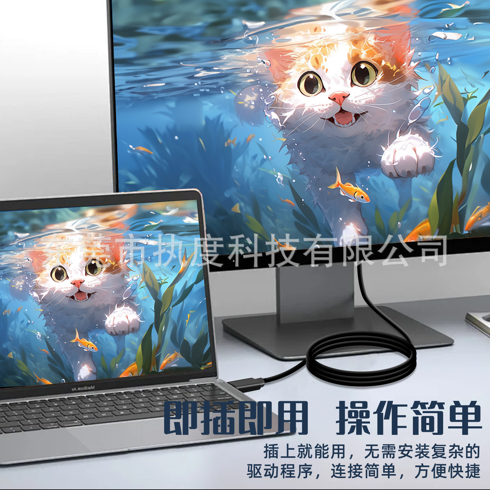 Type-C to Vga 1080P Usb-C to Dvi Converter Laptop Mobile Phone Display Same Screen Cable