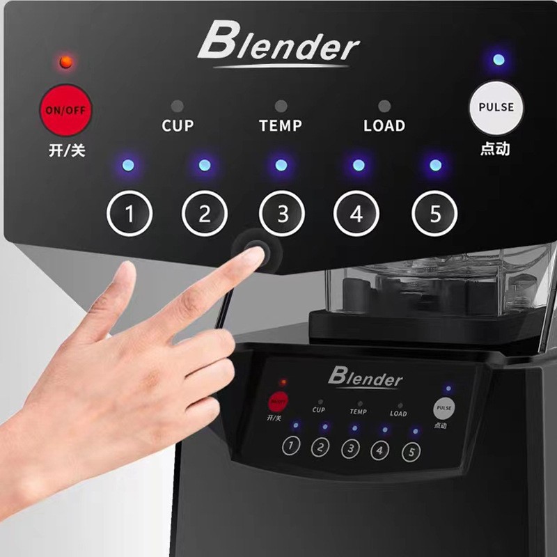 Commercial Soundproof Cover Blender Smoothie Ice Crusher Milk Tea Shop Food Processor Silent Mixer Smart Juicer Juice Machine