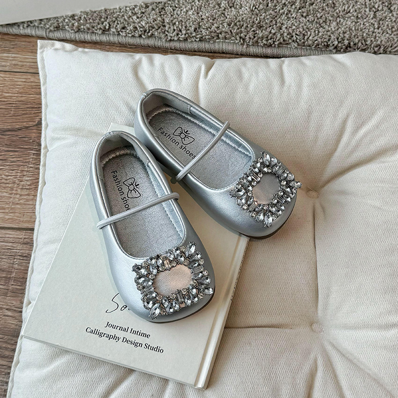 French Style Square Toe Ballet Shoes for Women 2025 Spring and Summer New Style Rhinestone Slip-Ons with Skirt Soft Sole Shoes