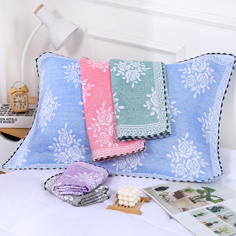 Three-layer gauze pillow towel 52*80 cotton thickened Four Seasons student adult male and female couple cover towel pillow headscarf wholesale