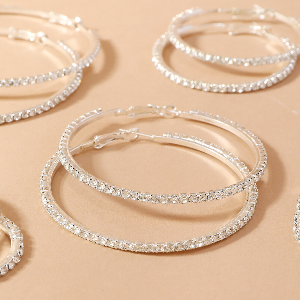 Cross-border Explosions Rhinestone Ear Ring Earrings Simple and Generous Fashion Single Product Ladies Jewelry Daily Matching Personality Earrings