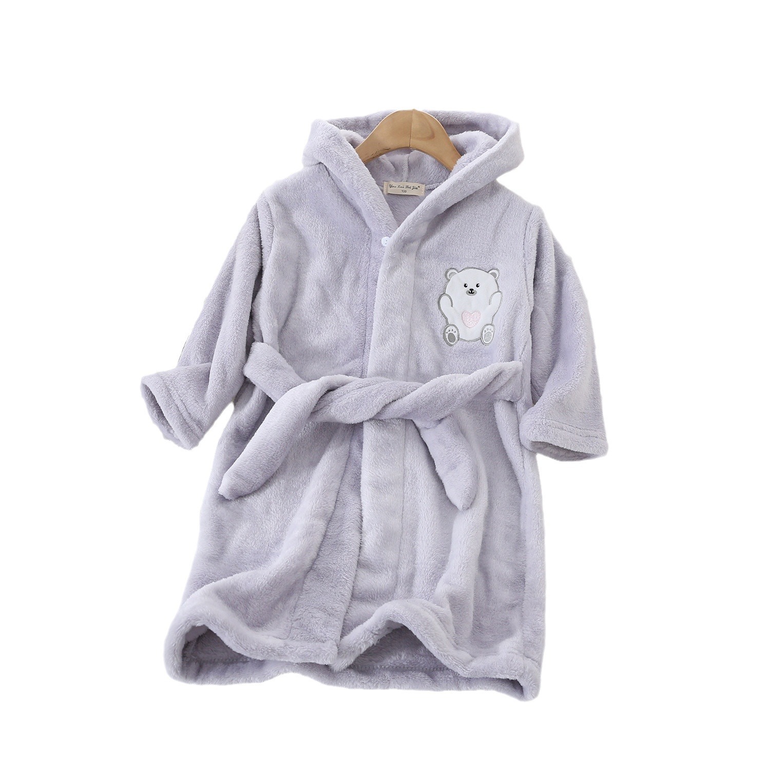 Autumn and winter new flannel nightgown for boys and girls children pajamas coral fleece hooded animal bathrobe 90-160