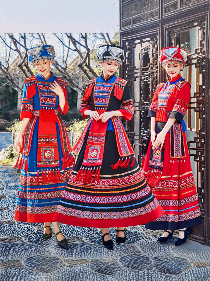New Guangxi Zhuang Zhuang Brocade March 3Rd Minority Dance Performance Costumes Female Adult Stage Performance Costumes