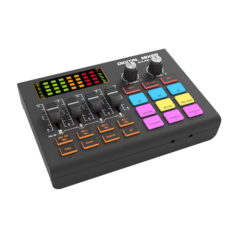 New Live Broadcast Sound Card Cross-Border English Mobile Phone Computer Game Recording Live Broadcast Karaoke Sound Card Live Broadcast Set Manufacturer