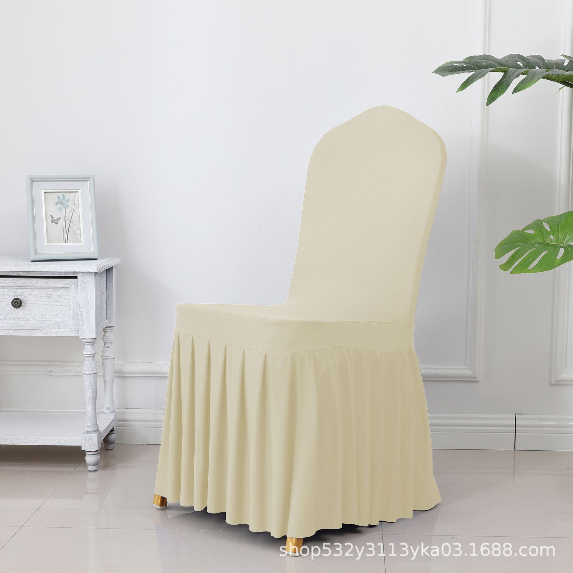 Banquet Chair Cover Thickened Stretch Pleated Skirt Dining Chair Cover Wedding Hotel Hotel Skirt Edge Hotel Cloth
