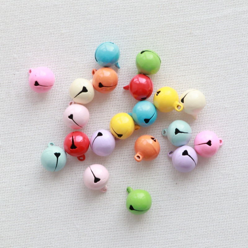 14mm Painted Small Round Bell DIY Creative Pet Accessories Candy Color One-Word Metal Roller Spray Paint Christmas Bell